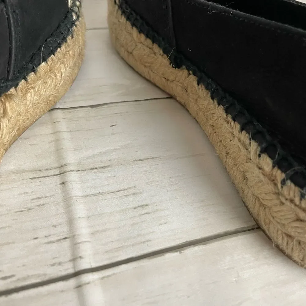 Atelier Costa Gold And Black Espadrille- Handmade In Spain Size 37 or 5.5